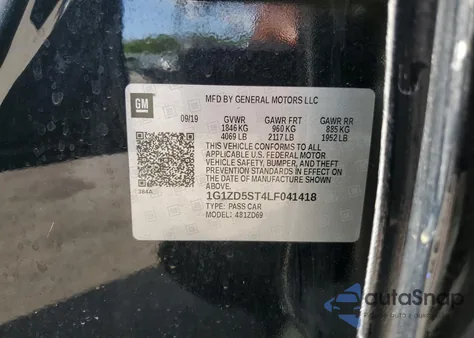 2020 Chevrolet Malibu Lt из США, поврежденный, VIN 1G1ZD5ST4LF041418